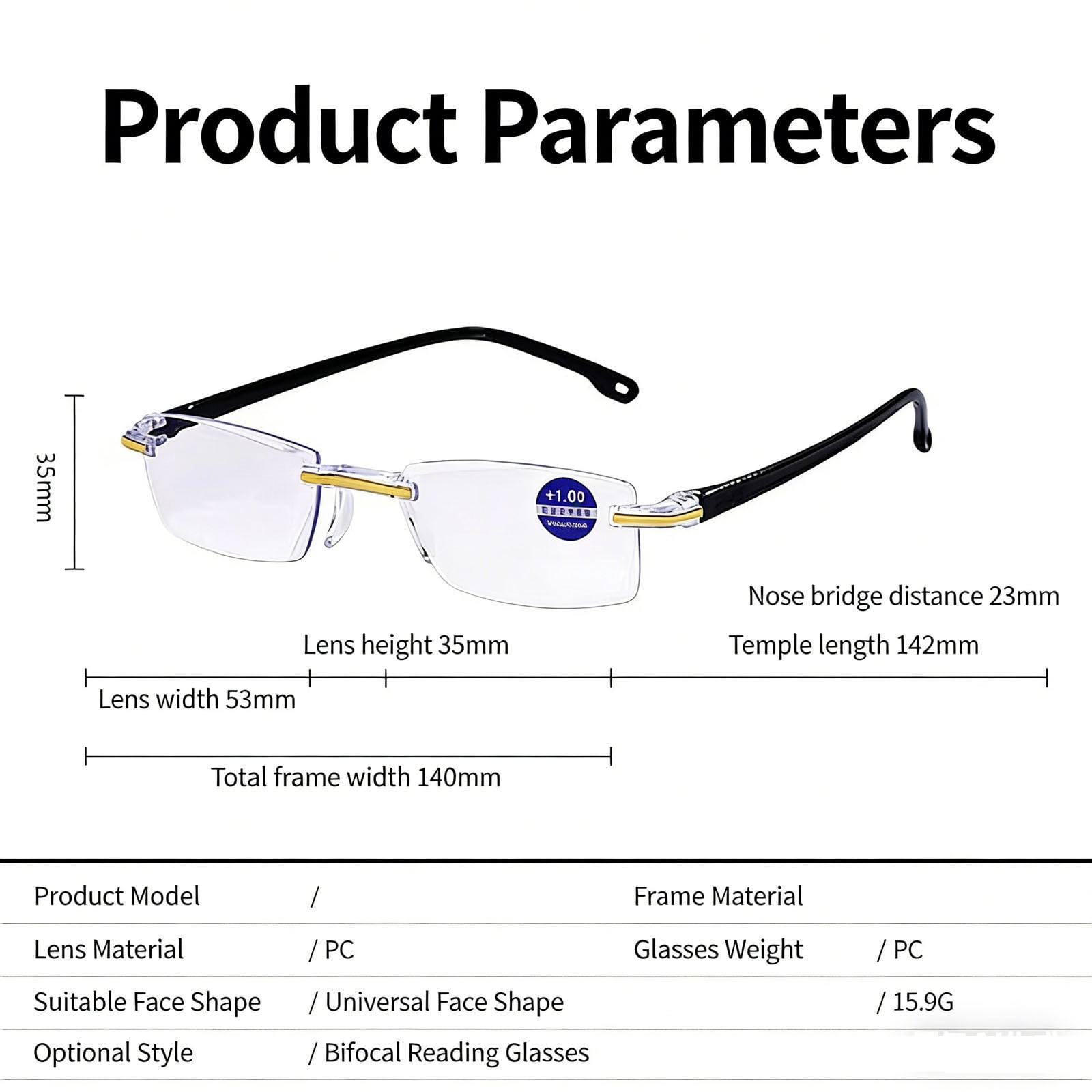 Vision Pro Blue Light Blocking Reading Glasses, Auto Focus Glasses Self Adjusting, Clarity Blue Ultra-Light Frameless Eyeglasses for Men Women