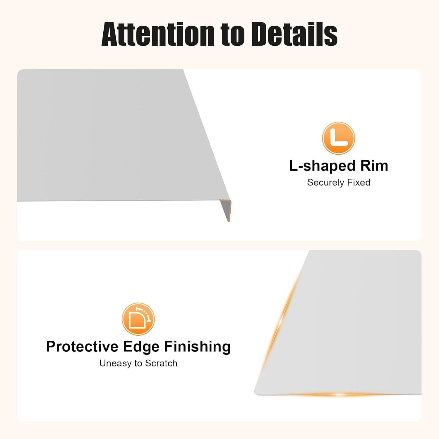 Stainless Steel Cutting Board 23.6 X 19.6 X 0.59 In with L-Shaped Rim for Kitchen Food Preparation