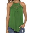 thumbnail image 3 of POINTERTECK Women's Casual Summer Cute Lace Halter Neck Flowy Pleated Workout Sleeveless Tank Tops T-shirts Blouses, 3 of 5