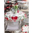 thumbnail image 4 of Outdoor Tablecloth with Umbrella Hole and Zipper, Valentines Love Heart Round Table Cloth 54 Inch Waterproof Tablecloth, Eucalyptus Red Love Heart Grey Plaid Picnic Table Cover for Patio Camping, 4 of 7