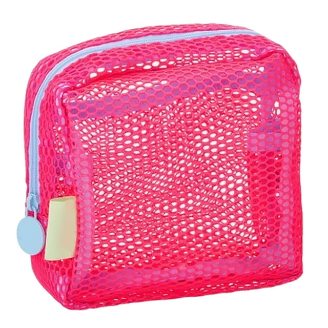 Portable Mesh Zipper Bags Makeup Bag Mesh Cosmetic Bags Mesh Pouch Organizing Pouch Purse Travel Accessories