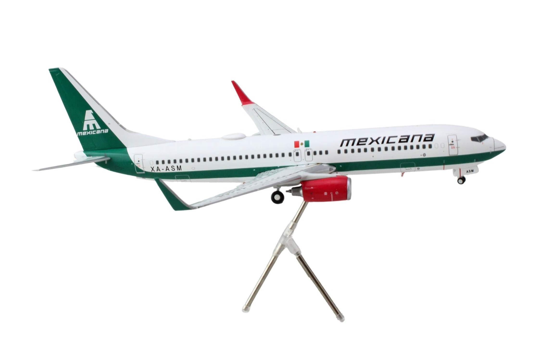 Boeing 737-800 Commercial Aircraft "Mexicana" White with Green "Gemini 200" Series 1/200 Diecast Model Airplane by GeminiJets