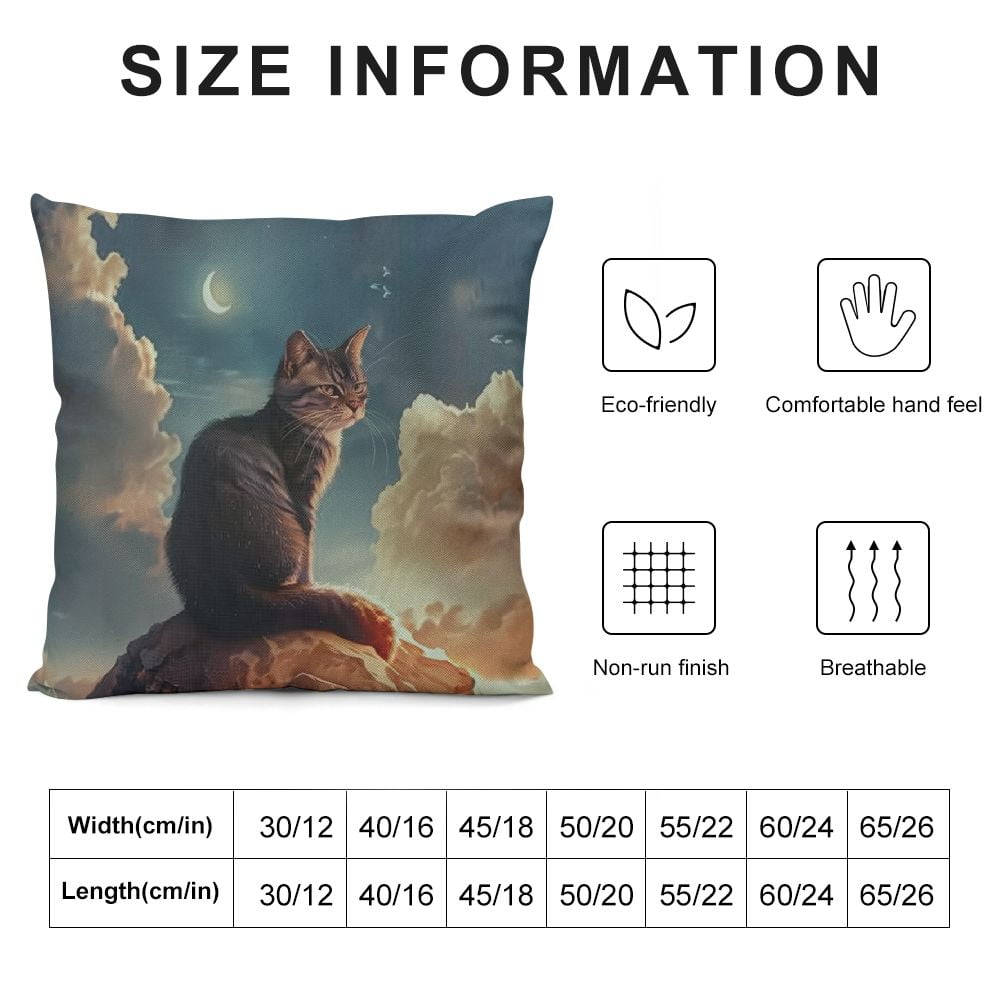 Warrior Cat Throw Pillow Cover – Fantasy Sky Design Cotton Linen Square Cover 18x18 Inch - View #3