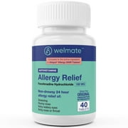 WELMATE Antihistamine Allergy Relief, Fexofenadine HCL 180mg 24HR Relief - 40 Tablets