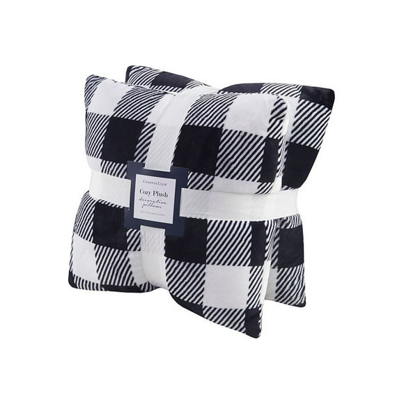 CHARTER CLUB White Plaid 18 x 18 in Decorative Pillow
