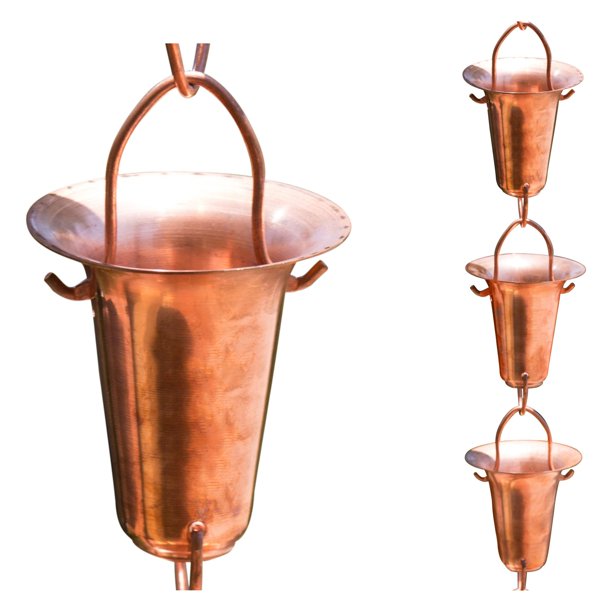 Monarch Pure Copper Funnel Rain Chain, 81/2 Feet Length