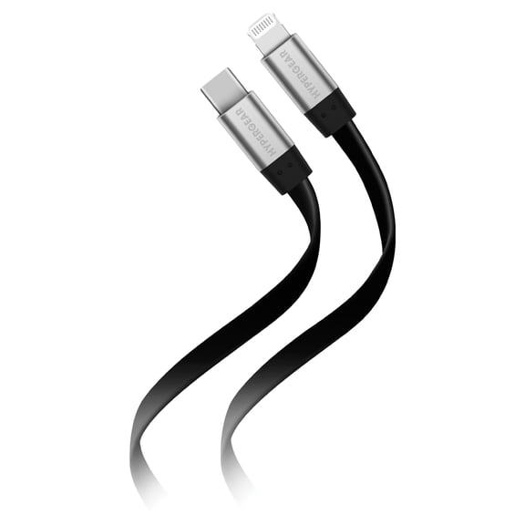 HyperGear 15421 60-Watt Charge and Sync Flexi USB-C to Lightning Flat Cable, 6 Feet (Black)