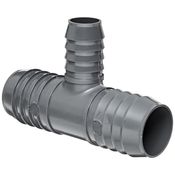 Dura 1401 Series PVC Tube Fitting, Tee, Schedule 40, Gray, 1" x 3/4" Barbed