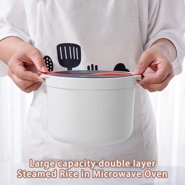 VONKY Home Office Hotel Portable Microwave Oven Rice Cooker Food Grade Steamer Pot Household Cookware Kitchen Gadget Orange