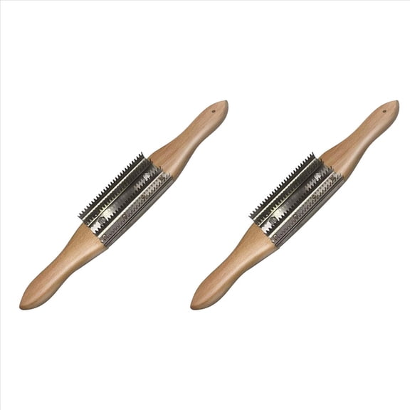 Rollbacks & More 2X Buffing Wheel Rake Cleaning Tool for Polishing Compound with Beech Wood Handle & 4 Rows of Metal Teeth