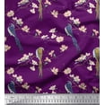 thumbnail image 3 of Soimoi Purple Cotton Poplin Fabric Floral & Paradise Whydah Bird Printed Fabric 1 Yard 58 Inch Wide, 3 of 3