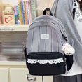 thumbnail image 3 of Plaid Patchwork Backpack, Lace Trim School Backpack with Side Bowknots, Spacious Bag with Multi-Compartment for Travel Shopping (Black), 3 of 7