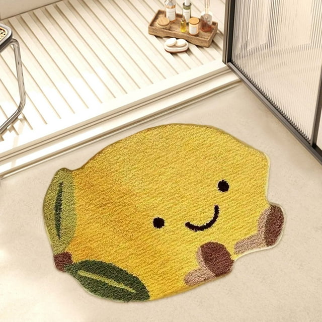 Fiudx Alfombrilla de Baño con Diseño de Frutas, Microfibra Suave, Secado Rápido y Muy Absorbente, Base Antideslizante para Mayor Seguridad, Ideal para Baño, Sala de Estar o Balcón, Ideal para El Conf