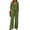 Army Green, variant on Womens Linen Set Matching Wide Leg Lounge Pants Gauze Capri Set Beach Vacation Outfits Linen Pants Set Summer Pajamas Roll-up Sleeve Top Summer Vacation Clothes Fashion Outfits Brown L