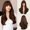 Chocolate color, variant on Ladies Natural Long Blonde Curly Hair Blonde Chemical Fiber Wig with Bangs