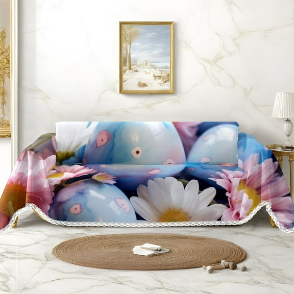 Throw Sofa Cover Soft Washable Decorative Couch Covers for 3 Cushion with Tassels Furniture Protector for Pets and Kids 71x91in