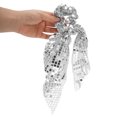 thumbnail image 4 of Unique Bargains 1 Pc Elegant Square Sequin Bow Ribbon Hair Elastic Band Silver Tone, 4 of 5