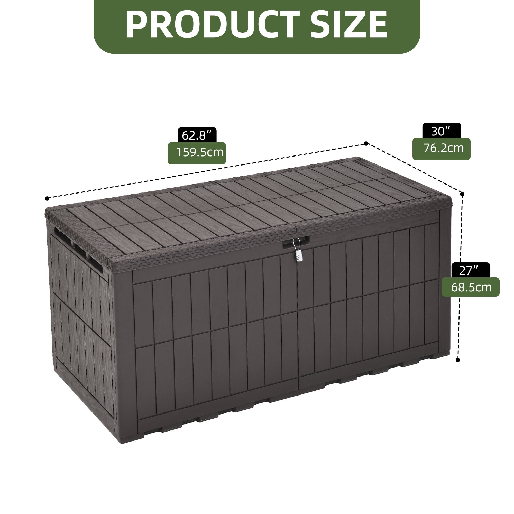 Uforic XXL 240 Gallon Outdoor Storage Deck Box, Waterproof Resin Patio Storage Container with Lockable Design, 3-Person Bench Seat for Garden Tools, Pool Supplies and Patio Cushions, Dark Brown