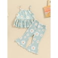 thumbnail image 4 of Bagilaanoe 2pcs Toddler Baby Girl Pants Set Floral Sleeveless Cami Tops + Flare Trousers 6M 12M 18M 24M 3T 4T Kids Casual Clothes, 4 of 7