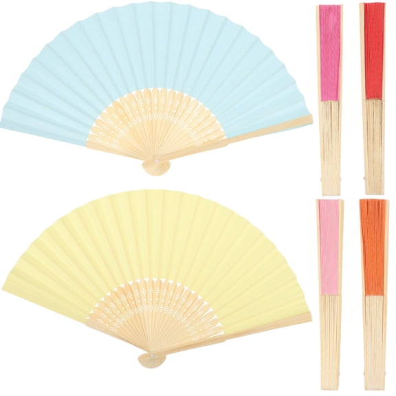 COMPUKAS Handheld Folding Paper Fans, Assorted Colors, 6-Pack - Perfect for Valentine's Day and Decorations