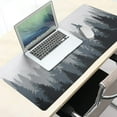 thumbnail image 7 of Misty Forest Desk Pad Protector - Large Gray Grey Blue Tree Gaming Mouse Pad 35.4×15.7 inch, Nature Mountain Woodland Desk Writing Pad with Non-Slip Rubber Base for Home Office Work Accessories, 7 of 7