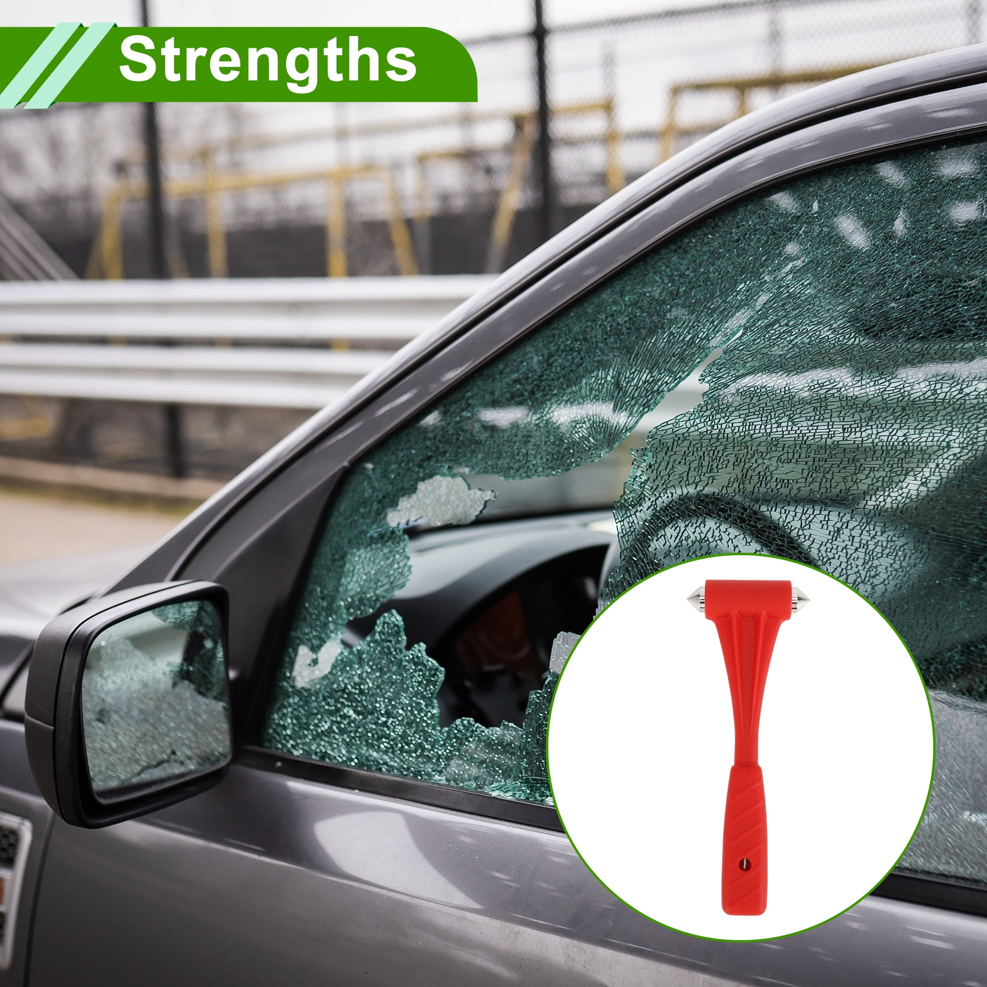 Unique Bargains Universal Car Safety Hammer Glass Breaker Urgent Escape Tool Gray Red