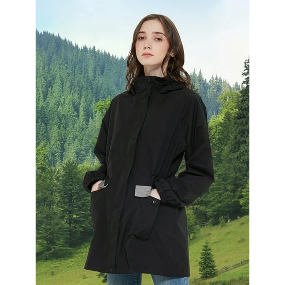 Women's outdoor raincoat hardshell single waterproof windproof lightweight hooded multi-color polyester outdoor hiking camping hiking waterproof jacket Women's jacket