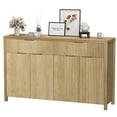 thumbnail image 2 of Laintene Fluted Sideboard, Storage Buffet Cabinet with Drawers, 55" TV Cabinet for Living Room with Adjustable Shelves, Wooden Accent Cabinet, Natural Oak Set of 2, 2 of 7