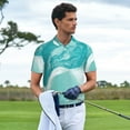 thumbnail image 3 of Honeii Teal Turquoise 1 Print Polo Shirt, A Classic Short-Sleeved, Button-Down Golf Shirt for Men,Mens Polo Shirts Short Sleeve-, 3 of 6