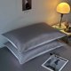 thumbnail image 4 of Funda de almohada de seda fría con aislamiento de fibra | Paquete de 2 fundas protectoras transpirables para almohadas de hotel | Poliéster absorbente para niños y adultos | Ropa de cama refrescante, 4 of 7