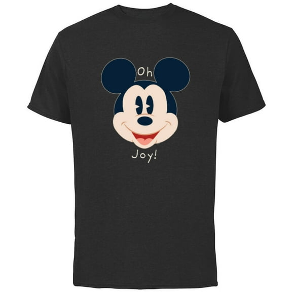 Disney Mickey Mouse Happy Face Christmas Holiday Oh Joy! - Short Sleeve Cotton T-Shirt for Adults - Customized-Black