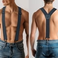 thumbnail image 2 of KAMBERFT Charcoal Grey Suspenders for Men, 1.5 inch Wide Adjustable Elastic Y-Back Braces with 3 Snap Loops, 2 of 5