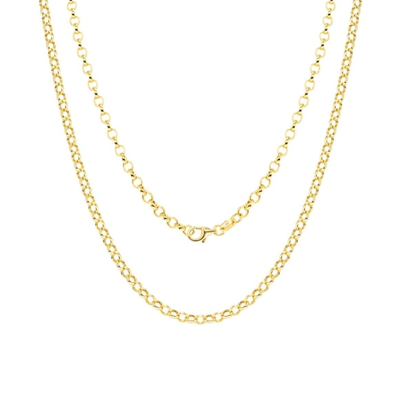Nuragold 10k Real Yellow Gold Cable 2.5mm Rolo Round LInk Chain Necklace (16"-30") Italian Jewelry for Men & Women
