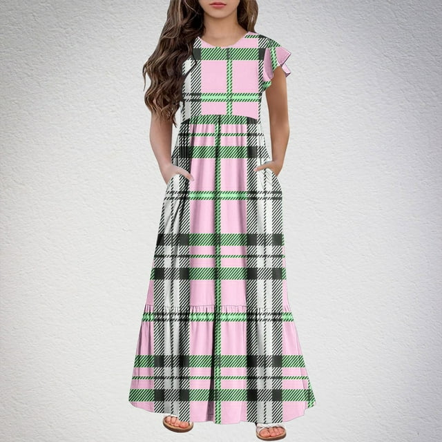 LOVZFMLL Robe Sans Manches à la Mode pour Enfants Robe d'Été Décontractée à Col Rond pour Filles