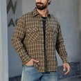 thumbnail image 6 of Handshe Men's Retro Plaid Button-Down Shirt, Long Sleeve Casual Shirt with Chest Pocket, Vintage Style Outdoor Daily Wear Shirts for Men,Plus Size, 6 of 7