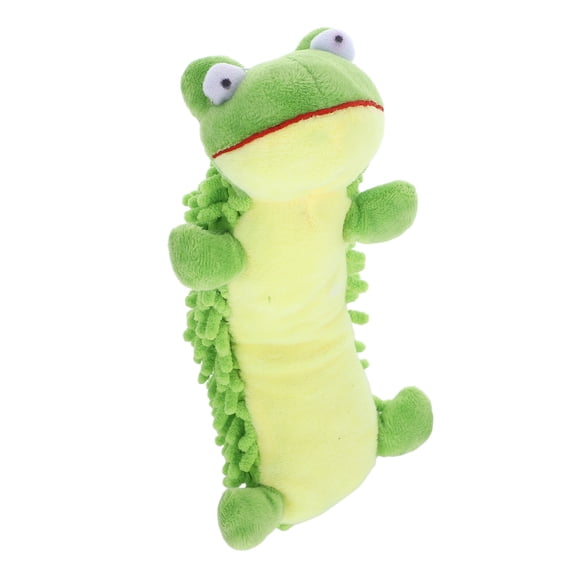 Durable Plush Dog Chew Toy Cartoon Shape Sound Making Educational Plaything for Home Shop Pet 1 Set Green