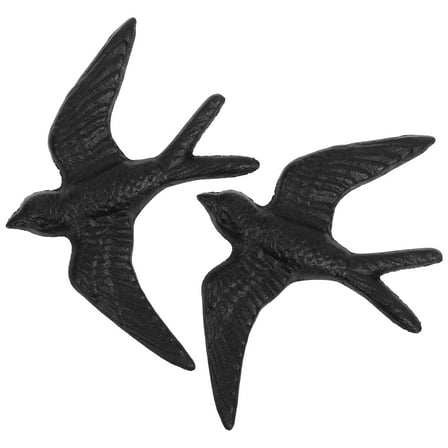 OUNONA Elegant Cast Iron 3D Bird Sculptures Vintage Home Decor Black 2Pcs