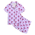 thumbnail image 3 of WOYY Toddler Girls Pajamas Coconut Tree Print Short Sleeve Top & Shorts Homewear Set Pjs, 3 of 4