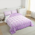 thumbnail image 3 of jejeloiu Cutw Bow Tie Full Size Comforter Sets,Retro Victorian Print Bedding Comforter Set,Purple White Bedding Sets For Girls Teens,Luxury Bedroom Decor Reversible,3-Piece, 3 of 8