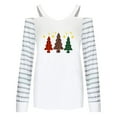 thumbnail image 4 of DPTALR Woman V-Neck Long Sleeve T-Shirt Autumn Printing Cold Shoulder Loose Blouse Tops, 4 of 4