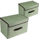 thumbnail image 1 of Juego de contenedores de almacenamiento plegables de tela de lino, caja de almacenamiento plegable, cesta organizadora de contenedores cúbicos con tapa, asas de cuero,, 1 of 5