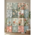 thumbnail image 4 of Elegant Spring Floral Long Shower Curtain Set, Waterproof Shower Curtains for Bathroom, Farmhouse Summer Botanical Plaid Washable Fabric Cloth Bath Curtain for Bathtub with Hooks 72x84 Inches, 4 of 6