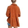 thumbnail image 3 of Shirt Ruffle Hem Long Sleeves Solid Color Button Up Lapel Collar Women Maternity Top Orange S, 3 of 5