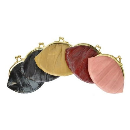- Eel skin coin/change purse with metal clasp Small Black