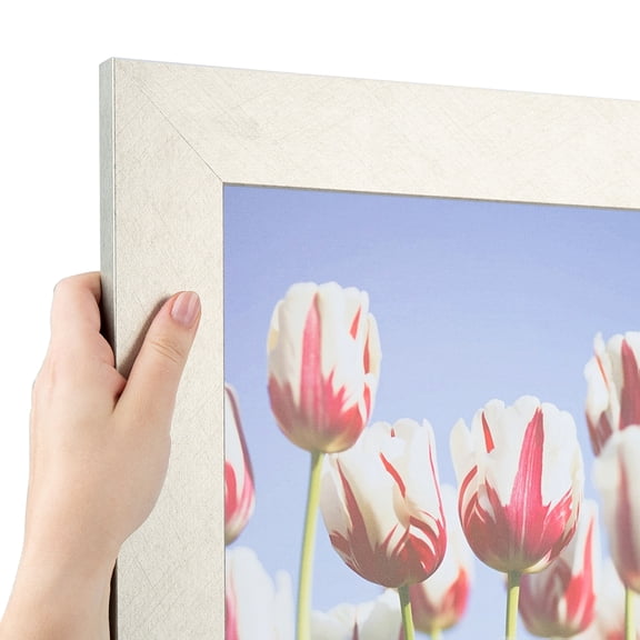 ArtToFrames 8.5" x 14" Metallic Deco Silver Picture Frame, 8.5x14 inch Silver MDF Poster Frame (WOM-4501)