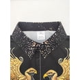thumbnail image 3 of Mens Luxury Long Sleeve Shirt Floral Button Down Collared Loose Fit Casual Vintage Hippie Summer Breathable Shirts Black 3XL, 3 of 6