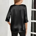 thumbnail image 5 of Plebaso Girls Satin Shirts 3/4 Sleeve V Neck Lightweight Tee Tops Casual Summer Elegant Blouses for Girls, 5 of 7