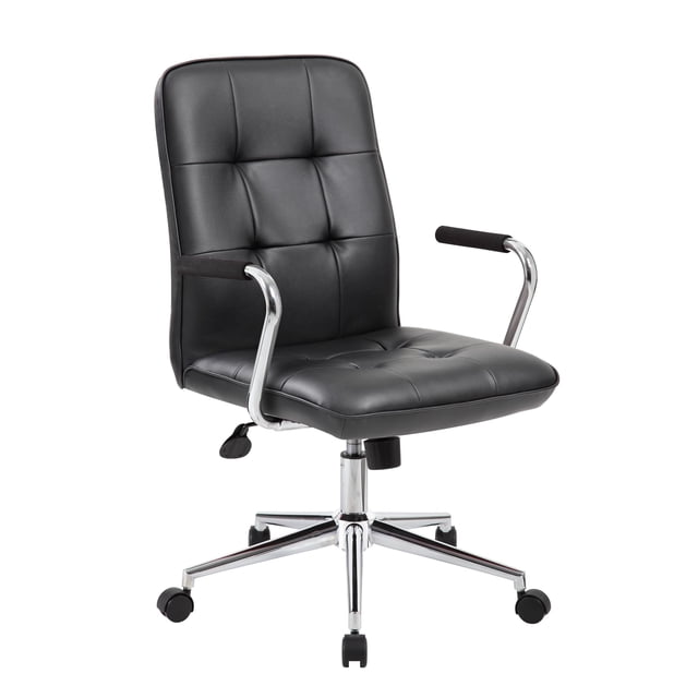 Boss Office Chaise Noire avec Accoudoirs Chromés