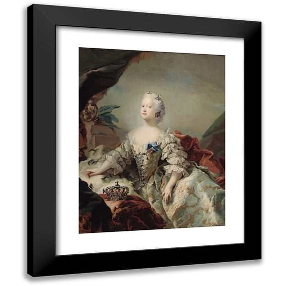Carl Gustaf Pilo 12x14 Black Modern Framed Museum Art Print Titled - Louise, Frederik V's First Queen in Her Coronation Robes (1747)