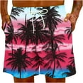 thumbnail image 4 of Puntoco Pantalones Cortos Con Estampado Hawaiano Para Hombre, Pantalones Cortos Con Bolsillo Y Cordón, Color L, 4 of 9